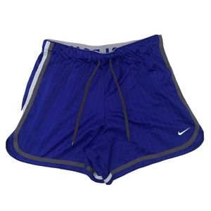 Nike Blue Mesh running jogging shorts pin striped silver tag elastic waist small